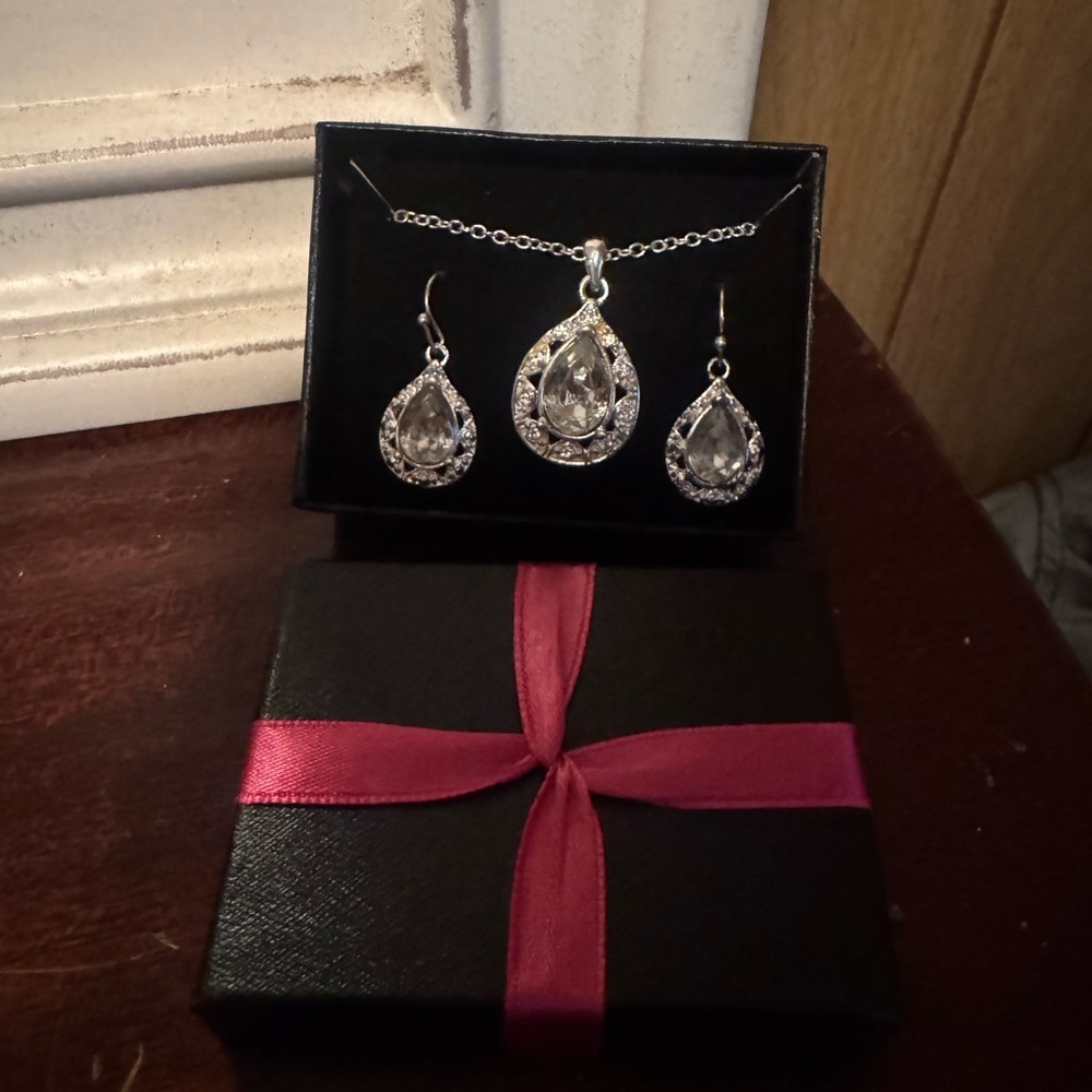 Elegant Silver Necklace and Earring Set